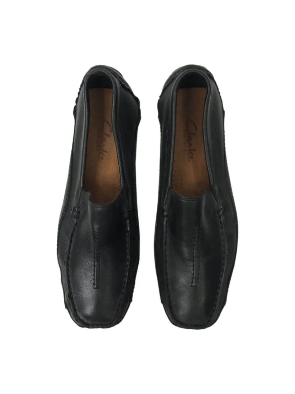 Clarks Leather Driving Loafers Mens 10 M Black Slip On Casual Shoes Moccasins